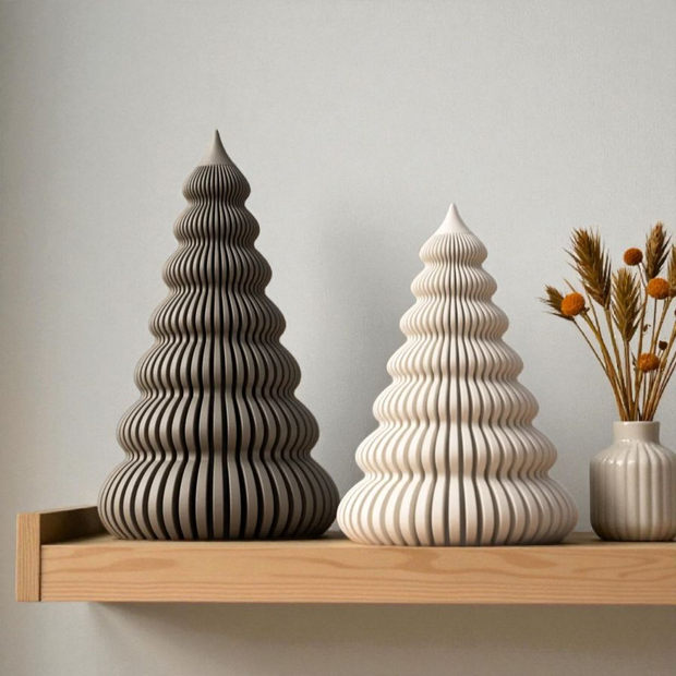 Set 2 alberi decorativi natalizi moderni – con luce LED o candela elettronica