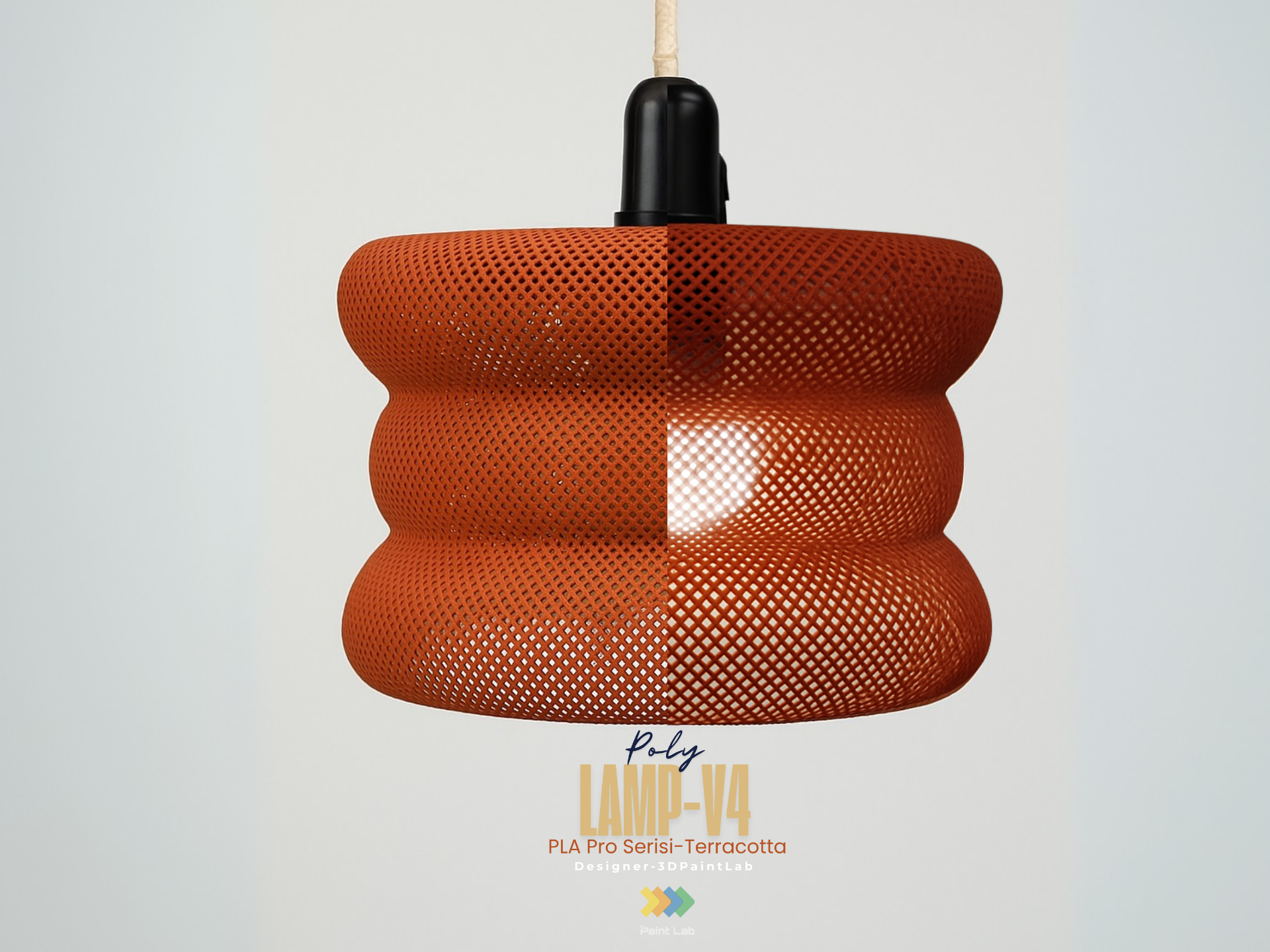 Lampada a sospensione design forato – Serie Poly V4 Terracotta