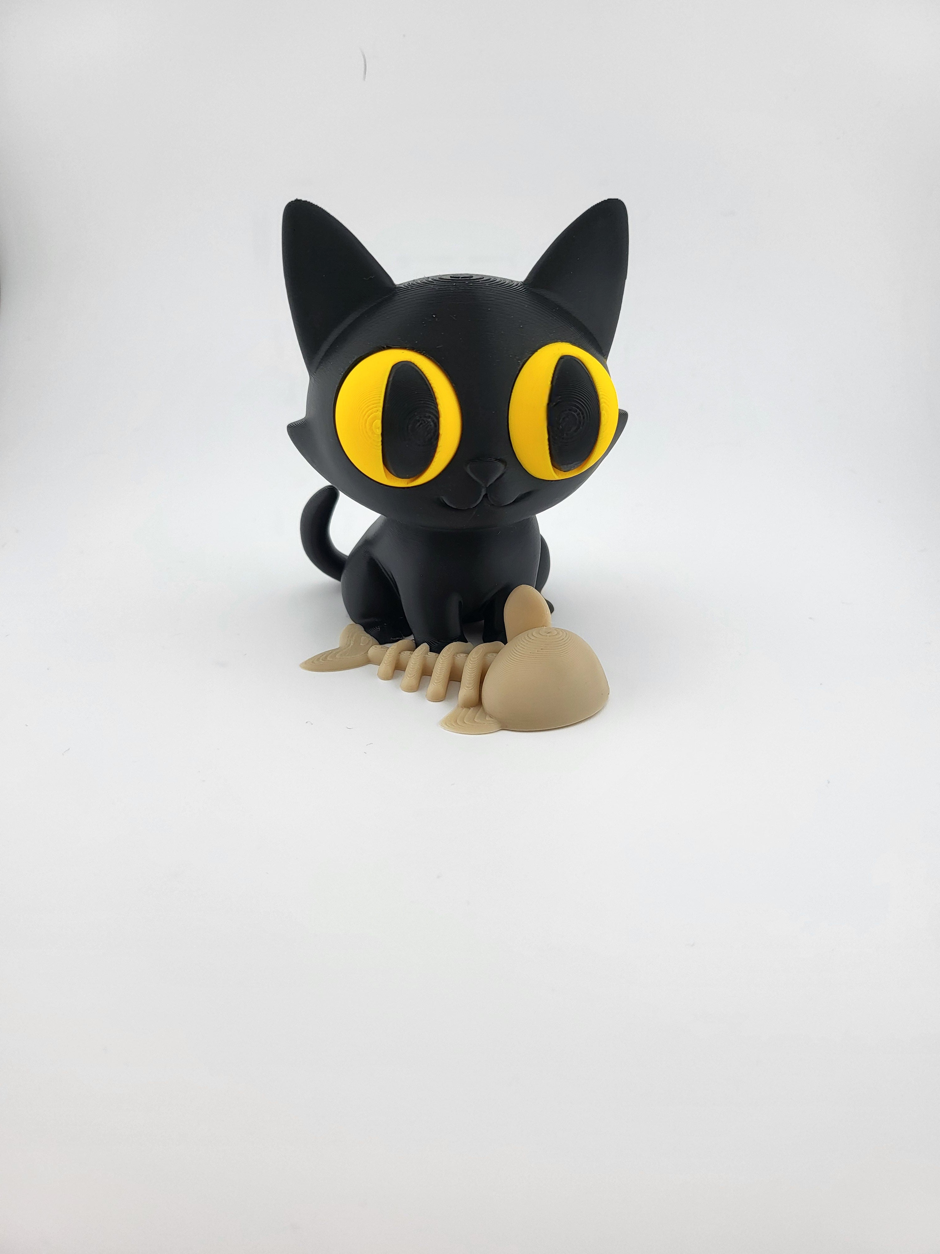 Statuina Gatto Nero con Occhi Gialli – Stampa 3D Design Kawaii