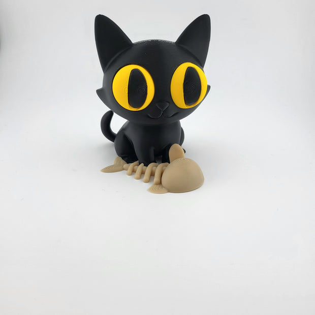 Statuina Gatto Nero con Occhi Gialli – Stampa 3D Design Kawaii
