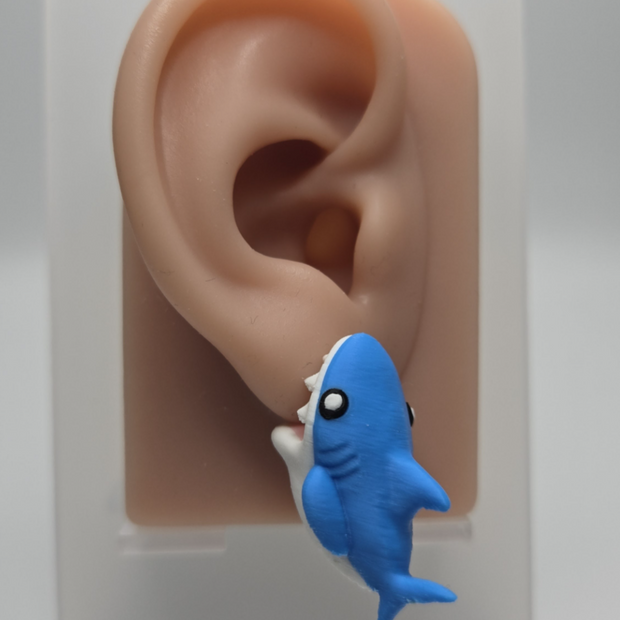 Orecchini Squaletto 3D – Mini Squali Blu in Stampa 3D