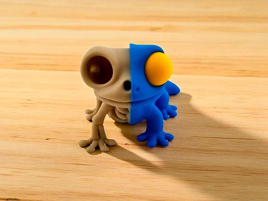 Geco decorativo metà scheletro metà vivo – figura da collezione