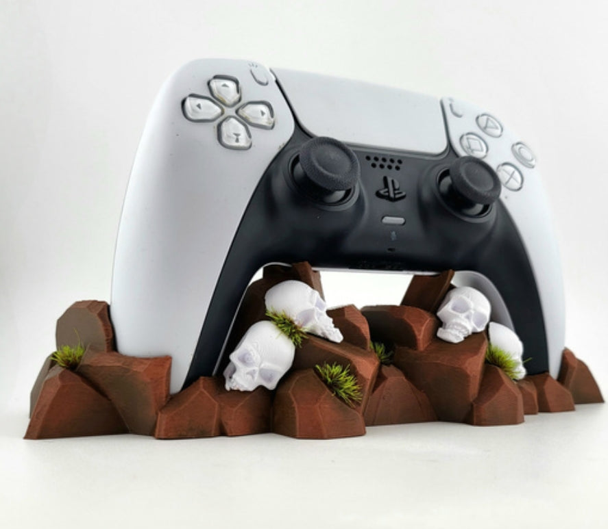 Supporto 3D per Controller PS5 – Stile Fantasy con Teschi e Rocce!