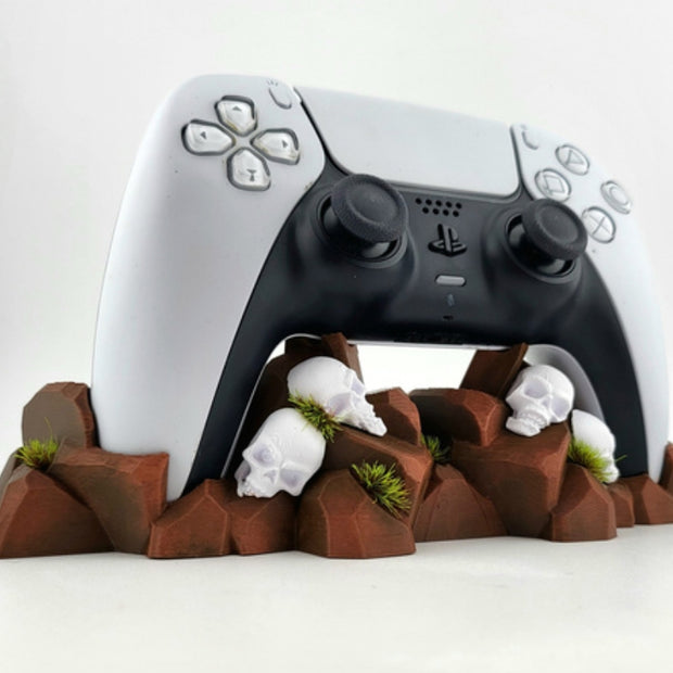 Supporto 3D per Controller PS5 – Stile Fantasy con Teschi e Rocce!