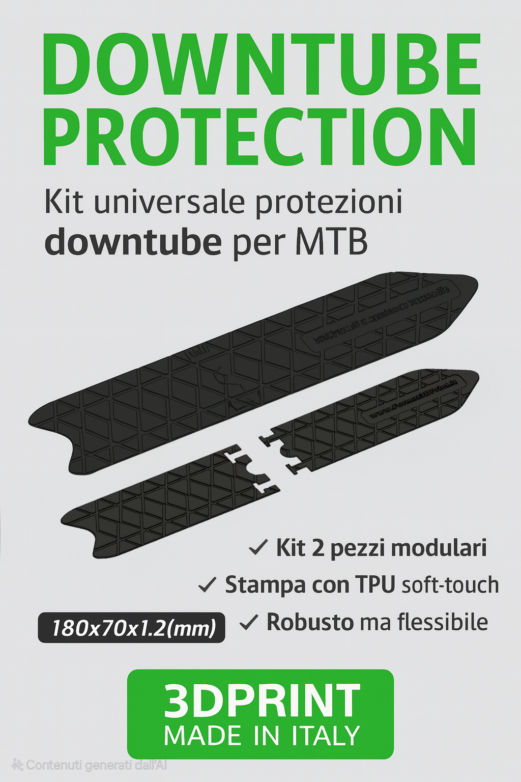 Protezione universale downtube MTB – Kit 2 pezzi modulari TPU
