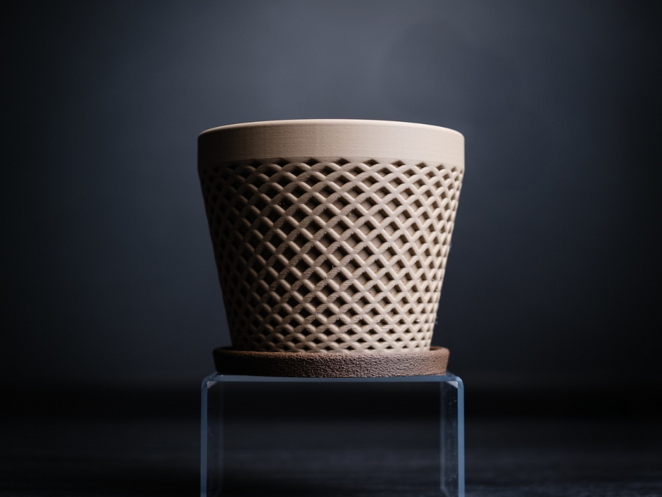 Vaso Decorativo Geometrico con Sottovaso – Stampa 3D
